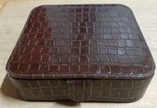 Vintage Ralph Lauren Safari Faux Alligator Jewelry Trinket Box Felt Lined 8x8
