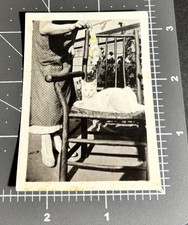1930s White CAT Woman w/ Rag Over Head Odd Pet Vintage Snapshot PHOTO picture