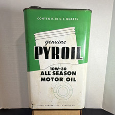 Pyroil 10W-30 All Season Motor Oil Metal Can 10 U.S. Quarts Green/White/Black picture