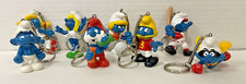8 Vintage 1980's Smurf PVC Figure Keychains 8 different picture
