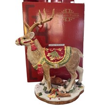 Fitz & Floyd Bountiful Holiday Deer Figurine 29-343 2012 EUC IOB 16” picture