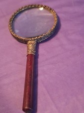 Antique/Old Vintage Desk Magnifying Glass With Brass Accents picture