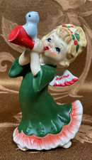 Lefton Christmas Angel Figurine Red Horn w/Bluebird 1950's Japan w/label #2453 picture