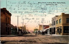 c1911 Main Street Looking West Santa Paula California CA Ventura County Postcard picture