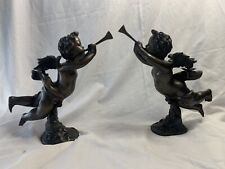 Mid 20th Century Bronze Cherub Candle Holders - a Pair picture