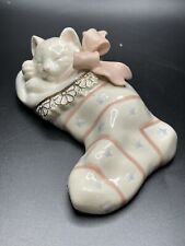 Lenox - Christmas Dreams - Cat Kitten in Christmas Stocking Porcelain Figurine picture