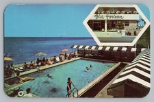 Miami Beach Florida FL Blue Horizon Pool Chrome Postcard 1950s picture