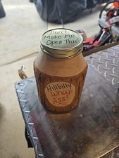 VTG   Wooden Hillbilly Replica Mason Jar  Drilled Tree Branch Novelty Funny  picture