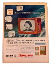 1952 Emerson TV Print Ad Home Electronics Television Retro Vintage Americana picture