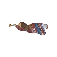 Vtg Hand Painted Angel Door Topper Rosemaling Primitive Wood w/Trumpet OOAK 27