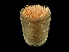 Clear Glass Toothpick Holder, Daisy & Button Pattern, Vintage, TPK-469 picture