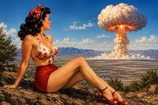 Pinup Sexy Woman Atomic Nuclear Bomb Roadside MODERN Vintage Postcard C458 picture