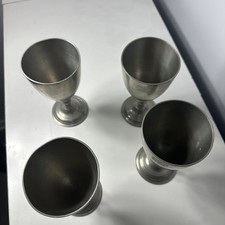 4Vintage Crown & Rose Cast Pewter Goblets Made London England Heavy Original 6