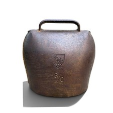 Vintage Swiss Cow Bell Size 8/0 - Firmann Bulle Steinbock Shield Mark picture