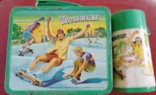 Vtg 1977 The Skateboarder Metal Lunchbox & Thermos Set Aladdin Tom Sims Flores picture