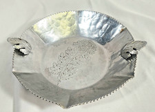 Trade Continental Mark  Silverlook 797 Hammered Leaf Aluminum Dish. Vtg 1950's picture