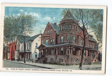 Milton Pennsylvania PA Postcard 1926 View of Front St Manufacturers Club picture