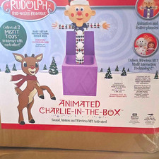 Rudolph the Red-Nosed Reindeer Animated Charlie-in-the-Box Plastic, Xmas picture