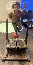 Antique J. Barton Smith Co. Cast Iron Boy On Ball Trapeze Mechanical Bank picture