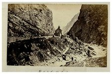 Switzerland, Col du Simplon, View of Stockalperturm Gondo, Vintage Print, circa 1895 T picture