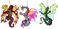 Crystal Cave Dragon Ornaments #4 (Set of 3) Shadow Spark, Star Quester, Sapphire picture