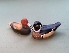 Vintage Porcelain Hand Painted Mallard Duck Figurines Lot Of 2 Made In Taiwan picture