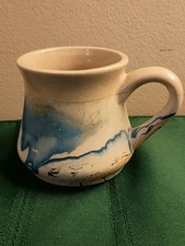 Vintage Nemadji Pottery Hand Made Marble Swirl Clay Mug Stamp Signature picture