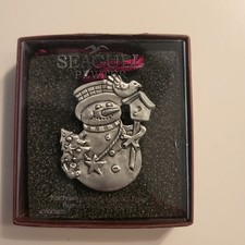 Vintage 1997 Seagull Pewter Snowman Ornament picture