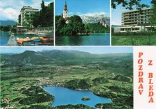 Vintage Lake Bled Slovenia Postcard - Island Church Castle Mountains Inventa picture