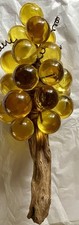 Italian Yellow Vintage MCM  Lucite  Acrylic Large Grapes With Drift Wood Heavy picture