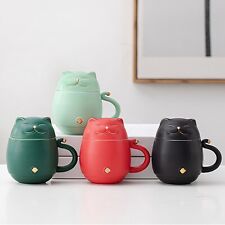 Embersceramic Lucky Cat Ceramic Tea Cup with Infuser Cute Cat Tea Mug with Lid picture