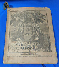 1893 John Bear Baer's Agricultural Almanac Lancaster, PA Antique Farmers VTG picture