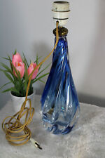 Vintage 1950 Belgian VAL SAINT LAMBERT crystal glass blue lamp  picture