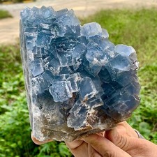 4.1LB pound rare transparent blue cubic fluorite mineral crystal sample/China- picture