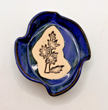Handmade Birth Flower Month Trinket Jewelry Dish By Anna Baldwin July Larkspur picture
