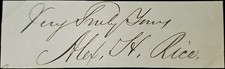1800s Signature Cut Alexander Hamilton Rice Massachusetts Governor Civil War Era picture