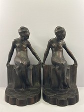 1920 RISQUE DECO NUART NUDE FLAPPER ZIEGFELD PEDESTAL BOOKEND Statues picture