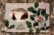 Postcard Divided Back Embossed Children in the Snow A Merry Christmas  picture