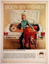 Vintage 1960s Body By Fisher GM Car Ad Cowboy Cowgirl Texas Trunk Ephemera picture
