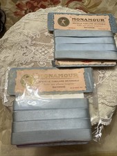 2 Vintage French Monamour Rayon Ribbon Robins Egg Blue 16mm Cards Total 20M picture
