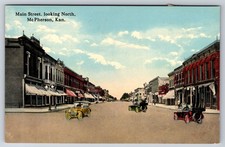McPherson Kansas Main Street Looking North Automobile Cars Postcard picture