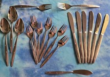 19 pcs MCM Atomic Starburst Stainless Steel Flatware Japan Knives Forks Spoons picture