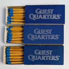 3 Vintage Guest Quarters Hotel Matchboxes Matches Blue Admatch Japan 1980s picture