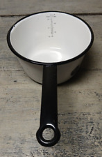 Vintage Enamelware White/Black Trim & Measurements 7cup/56oz. Sauce Pan Hangable picture