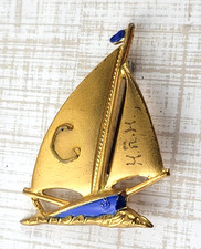 Vintage 1939-40 NY Worlds Fair Boat Brooch/Pin READ MISSING EMBLEM ENGRAVED picture