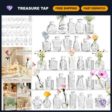 36 Pcs Clear Glass Bud Vases Set - Vintage Style Flower Bottles for Weddings, Pa picture