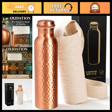 Premium 32oz Pure Copper Hammered Water Bottle - Ayurvedic Health, Leak-Proof, H picture