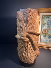 Hand Made Studio Art Pottery Vase Signed By Artist Stoneware Ceramic Vase 13.5” picture