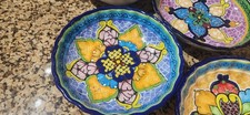 Hernandez Puebla Mexico Pue: Mex, 5 Hand-Painted  Scalloped Pottery 6.5” bowl picture