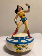 Vintage 1978 Ceramic Lynda Carter Wonder Woman Revolving Music Box picture